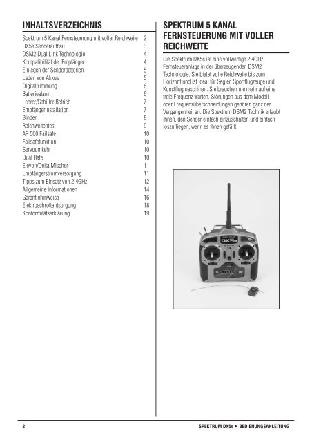 Spektrum DX5e Fernsteuerung 2,4 GHz.pdf - Ballon Sport Böllings ...