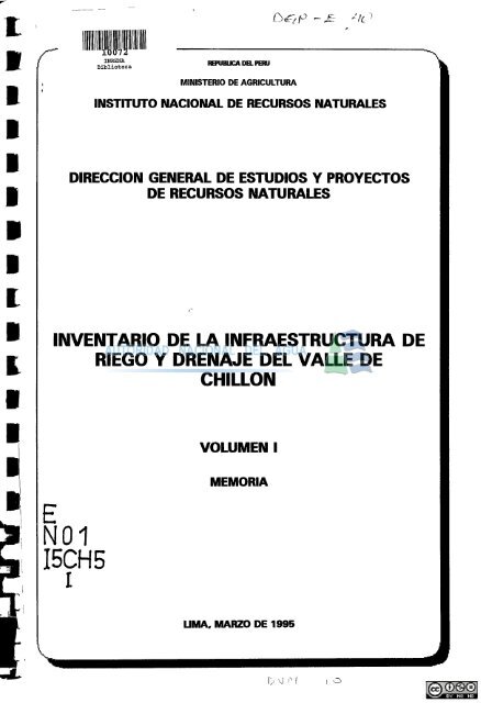 inventario de la infraestructura de riego y drenaje del valle de chillÃ³n