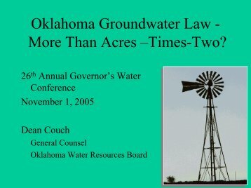 Overview Oklahoma Groundwater Law - Water Resources Board