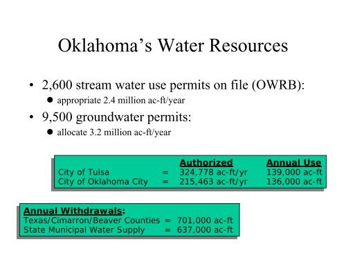 Overview Oklahoma Groundwater Law - Water Resources Board