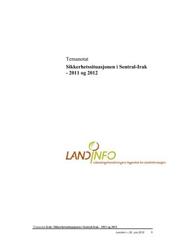 Sikkerhetssituasjonen i Sentral-Irak - 2011 og 2012 - LandInfo