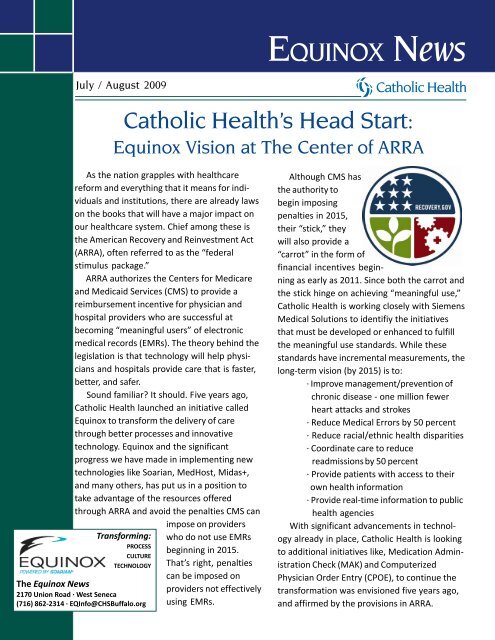 EQ News Jul-Aug09 Draft.p65 - Catholic Health System