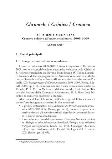 Chronicle / CrÃ³nica / Cronaca - Studia Moralia