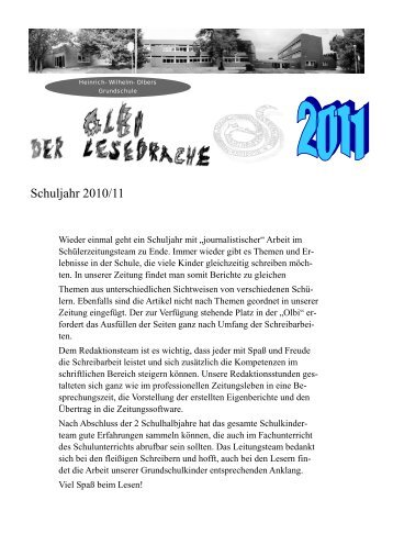 Schülerzeitung Juni 2011 - Heinrich- Wilhelm- Olbers Grundschule