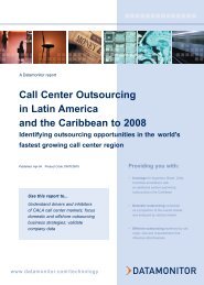 Call Center Outsourcing in Latin America and the ... - Datamonitor