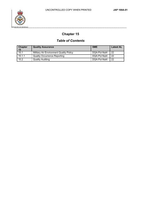 Chapter 15 - Military Aviation Authority