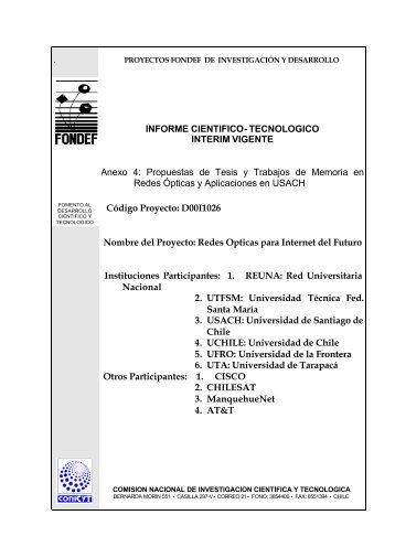 INFORME CIENTIFICO- TECNOLOGICO INTERIM ... - WDM - Reuna