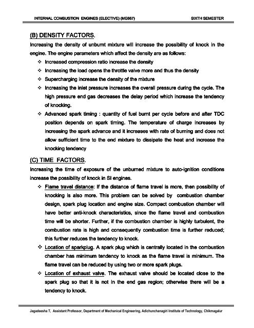 combustion process in si engines - National Institute of Technology