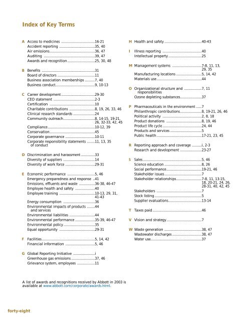 Abbott 2003 Global Citizenship Report - Abbott Laboratories