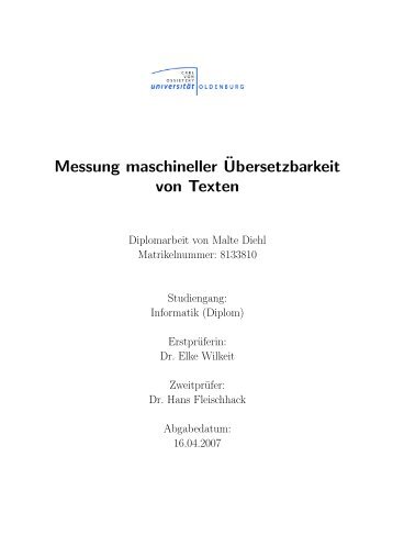 Messung maschinellerÂ¨Ubersetzbarkeit von ... - Parallele Systeme