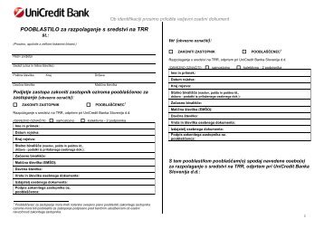 POOBLASTILO za razpolaganje s sredstvi na TRR - UniCredit ...