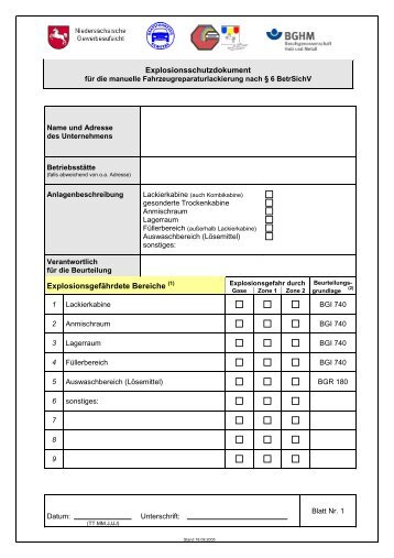 Explosionsschutzdokument manuelle Fahrzeugreparatu ... - BGHM