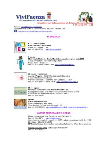 Newsletter n. 60 - Comune di Faenza