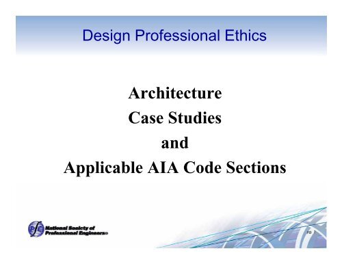 Architecture Case St dies Case Studies and Applicable AIA Code ...