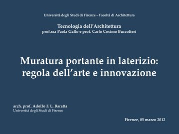 Muratura portante in laterizio - Dipartimento di Tecnologie dell ...