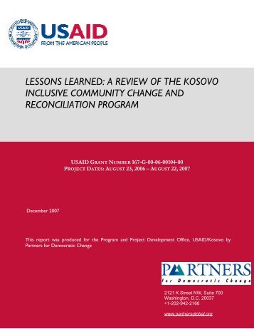 Lessons Learned Document: - Partners for Democratic Change