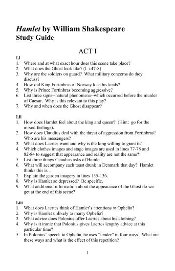 Hamlet study guide questions act 1