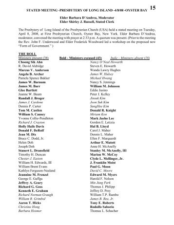 Www Presbytery Of Long Island Www Presbytery Of Long Island