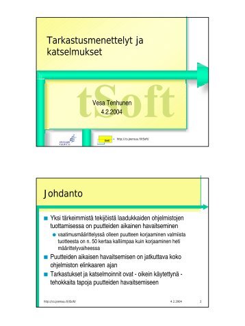 Tarkastukset ja katselmoinnit laadunhallinnassa (pdf) - Joensuu