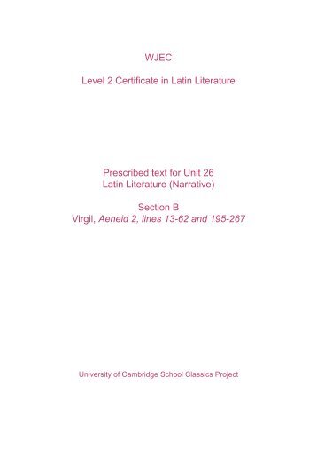 Section B Virgil, Aeneid 2 - Cambridge School Classics Project
