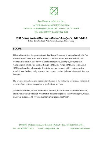 IBM Lotus Notes/Domino Market Analysis, 2011-2015 - The Radicati ...