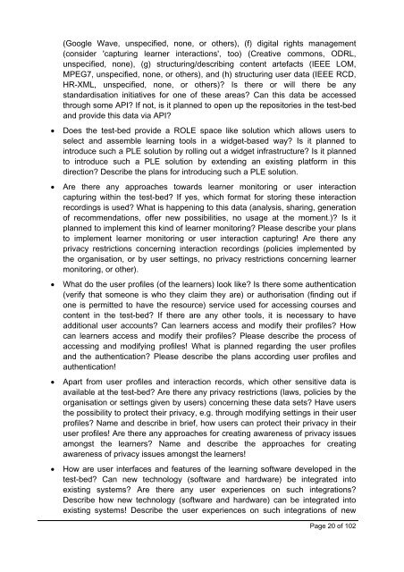 Customized PLE implementations for test-bed scenario ... - ROLE