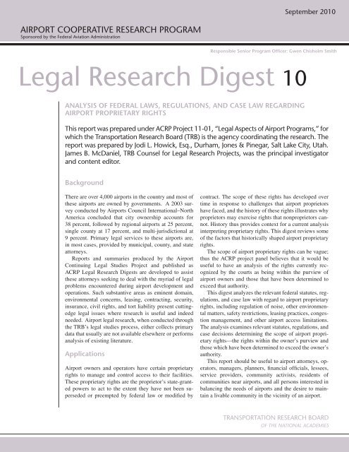 ACRP Legal Research Digest 10