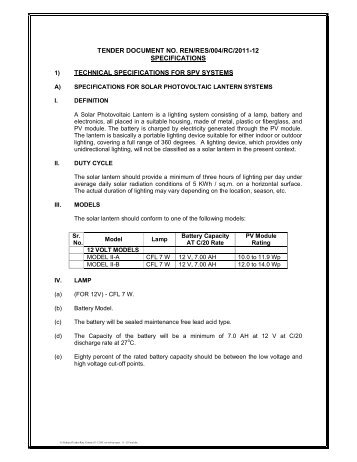 tender document no. ren/res/004/rc/2011-12 specifications