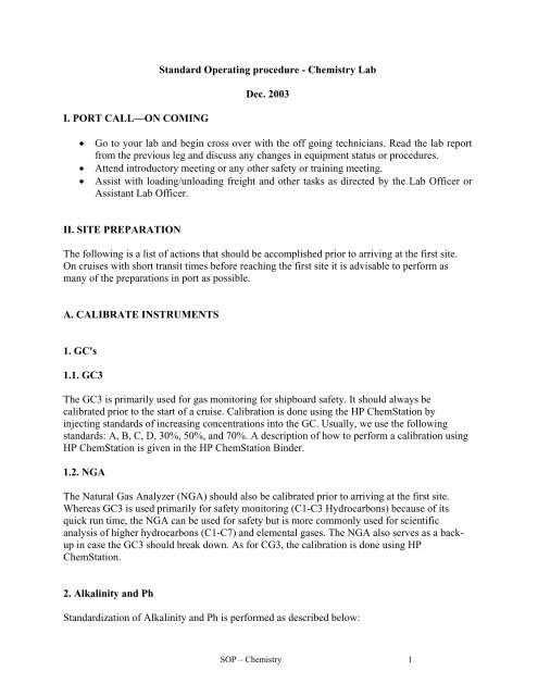Standard Operating procedure - Chemistry Lab Dec ... - ODP Legacy