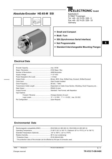 Synchronous Serial Interface - TR Electronic