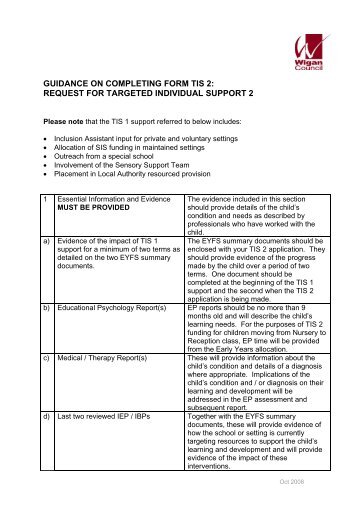 request for targeted individual support 2 - Wigan Schools Online