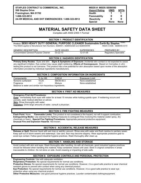 MATERIAL SAFETY DATA SHEET