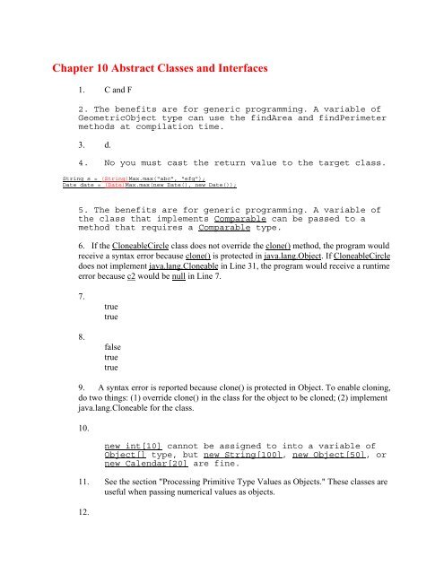 Chapter 10 Abstract Classes and Interfaces