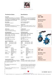 WA / WM Butterfly valve PN 10/16 GG-25 GGG-40 Stainless ste