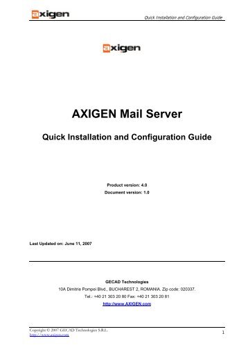 AXIGEN Mail Server Quick Installation and Configuration Guide