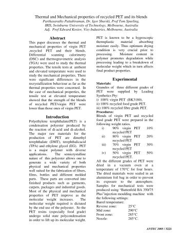 Thermal and Mechanical Properties of Recycled PET and its Blends