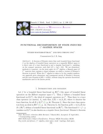 Functional decomposition of state induced C*-matrix spaces