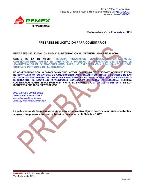 PRE-BASES Quemadores (BMS).pdf - Pemex PetroquÃmica
