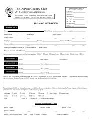 2012 Membership Application - DuPont Country Club