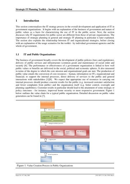 Strategic IT Planning for Public Organizations: A Toolkit - UNU-IIST ...