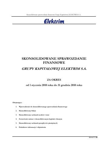 skonsolidowane sprawozdanie finansowe grupy ... - Elektrim S.A.