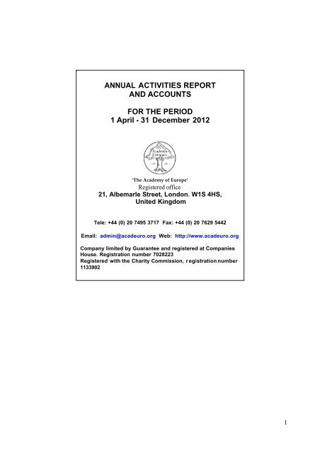 31 December 2012 - Academia Europaea