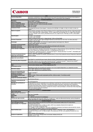 Fiche technique PIXMA MG8150 [PDF, 47 KB] - Canon