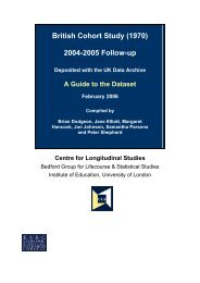 2004-2005 - Centre for Longitudinal Studies - Institute of Education ...
