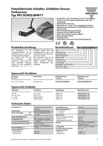 Fotoelektrische Schalter, Lichtleiter-Sensor Farbsensor Typ ...