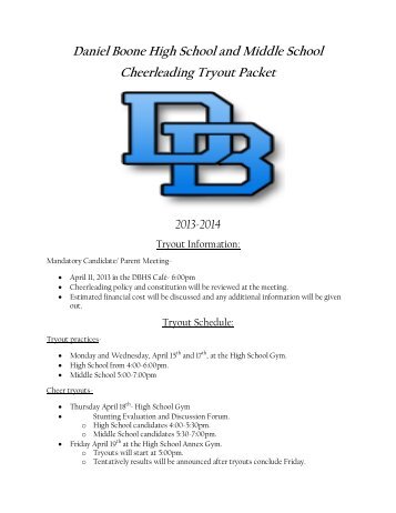 Daniel Boone High School and Middle School Cheerleading Tryout ...