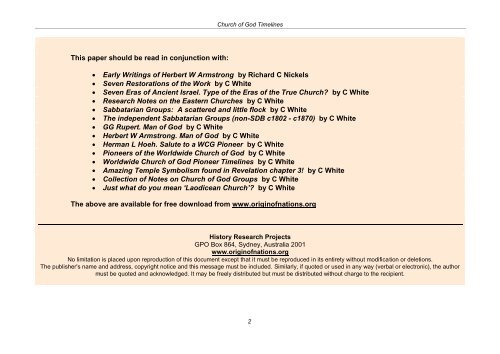 CHURCH OF GOD TIMELINES - Origin of Nations