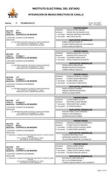 Distrito 17. TECAMACHALCO. - Instituto Electoral del Estado - Puebla