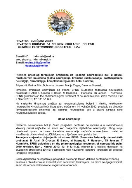 Neuropatske boli u neuromuskularnim bolestima HDNRMB 