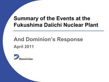 Fukushima Daiichi Nuclear Station - FLC Mid-Atlantic Region